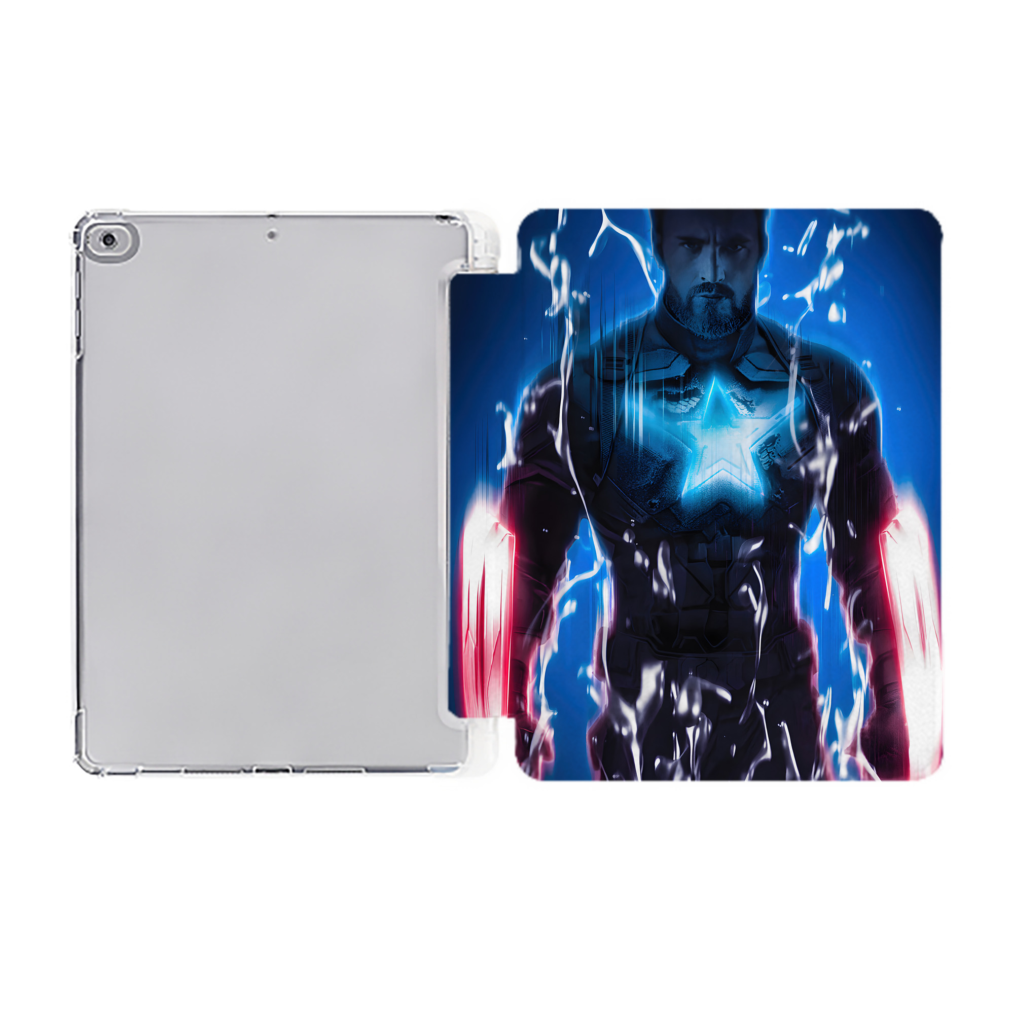 （画像用） アベンジャーズ The Avengers IPad ケース ペン収納付き 三つ折りスタンド PUレザー×シリコン 対応機種9.5/10.5/10.9インチ